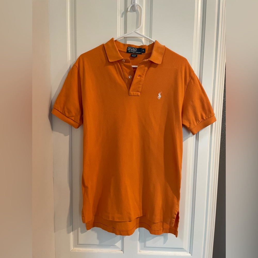 Men’s Orange Polo Ralph Lauren Collard Shirt. Size Small